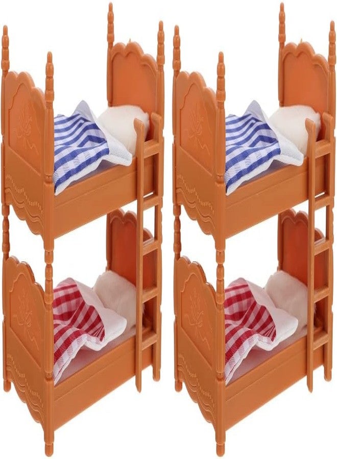 TOPPERFUN 2Pcs Dollhouse Bunk Bed, 4in Mini Calico Bed Furniture, Dollhouse Beds with Ladder, PVC Miniature Doll House Decorative Accessories for Mini Landscape DIY Kit - Image 1